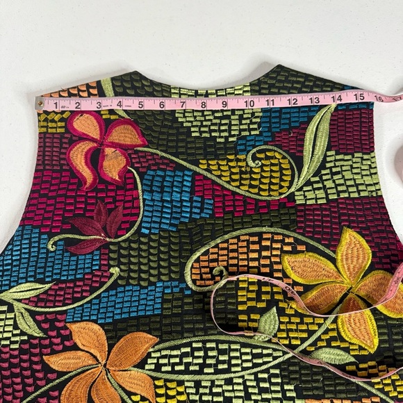 Chico's Boho Embroidered Vest Retro Floral Multi Color Women’s Sz 12 (Chico’s 2) - Picture 6 of 9